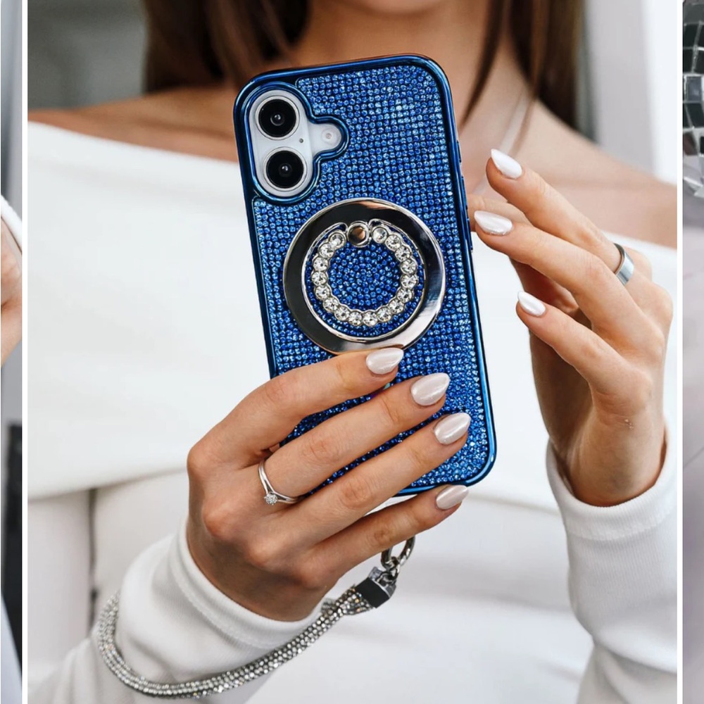 LuxyLemon Blue Crystal Glam MagSafe Phone Case, iPhone 14 Pro - Picture 2 of 12